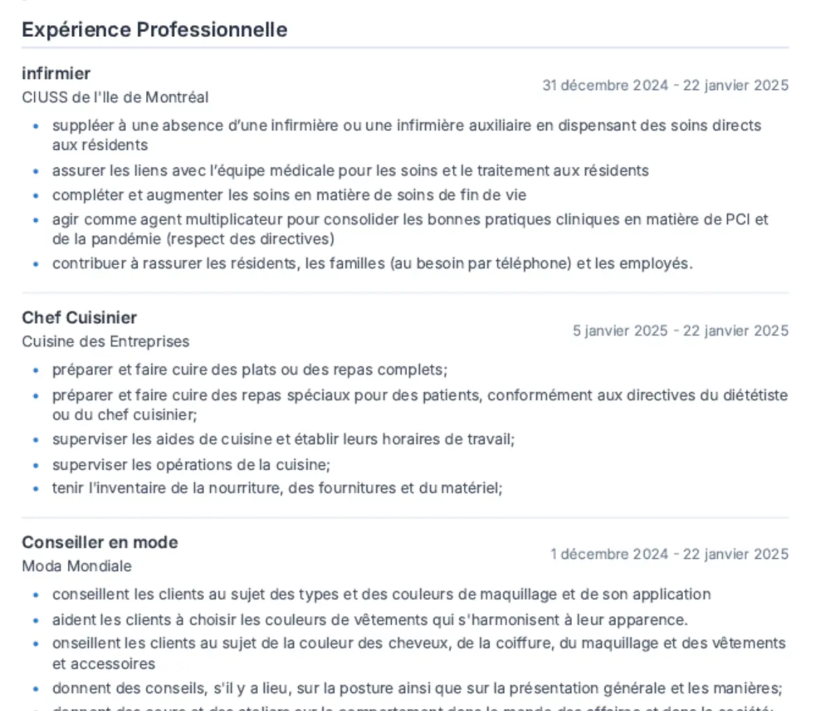 CV — modèle Compact